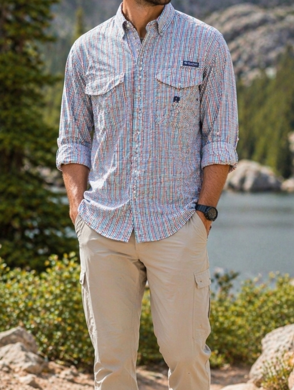 Columbia PFG Omni-Shield Plaid Fishing Shirt Long Sleeve Button-Up Outdoor